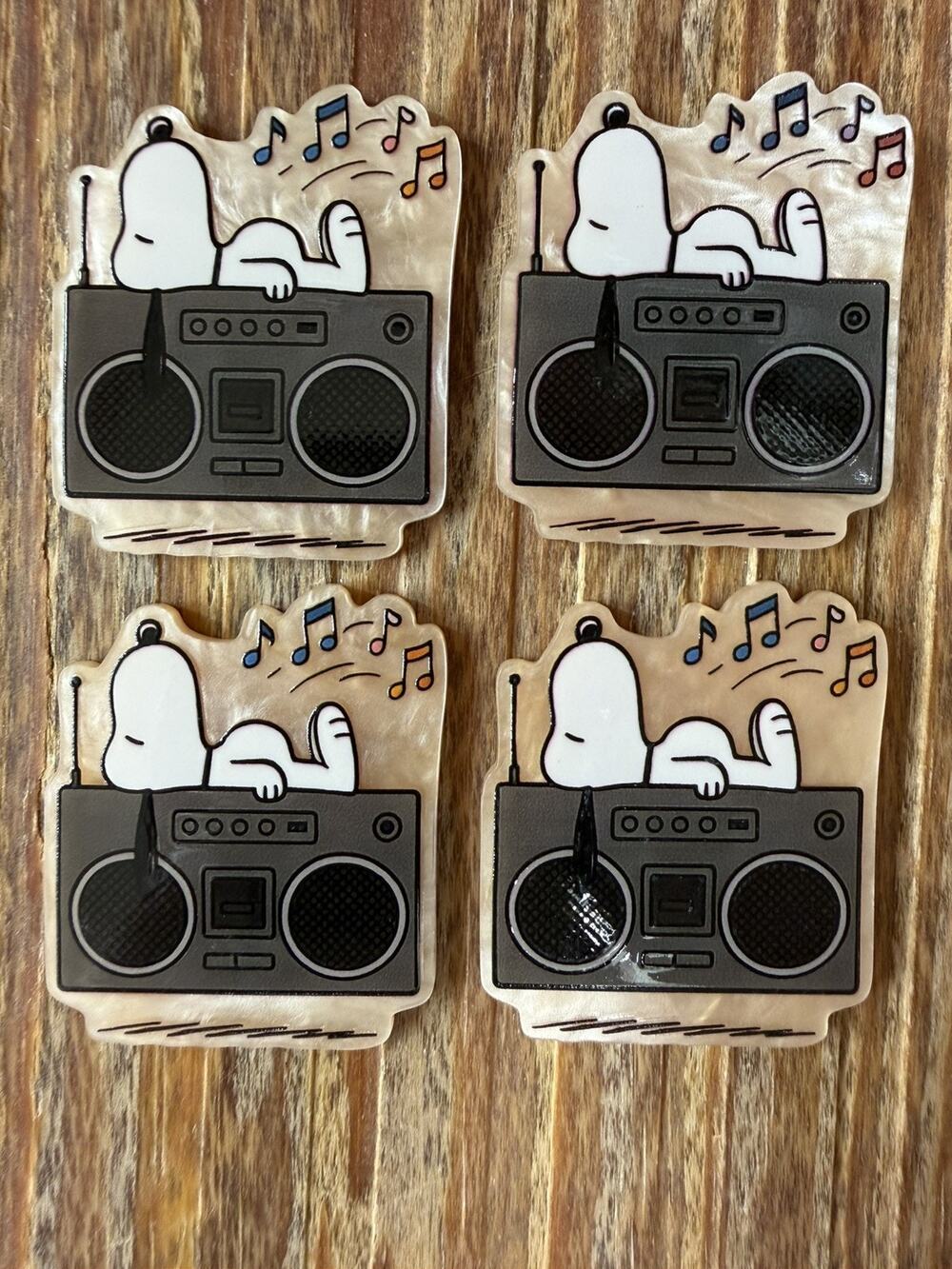 4 Pc Snoopy Acrylic Flatbacks